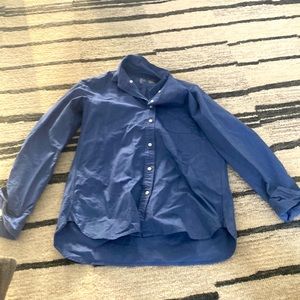 Womens Medium Blue Button Down Long Sleeve Top